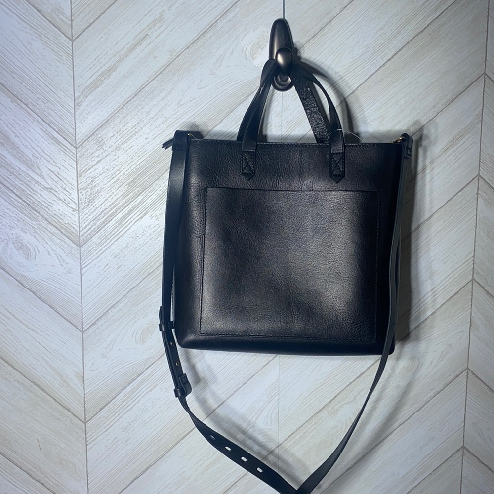 New Madewell zip top small transport tote bag black